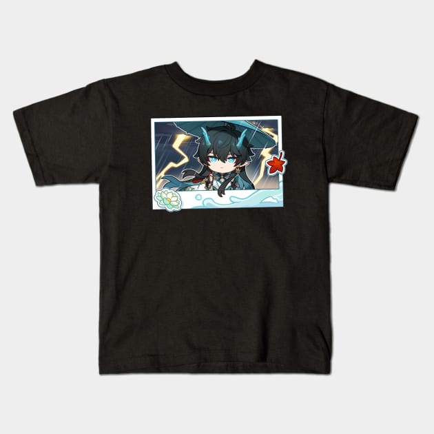 Honkai Star Rail Chibi Dan Heng IL Rain Kids T-Shirt by HoyoStan